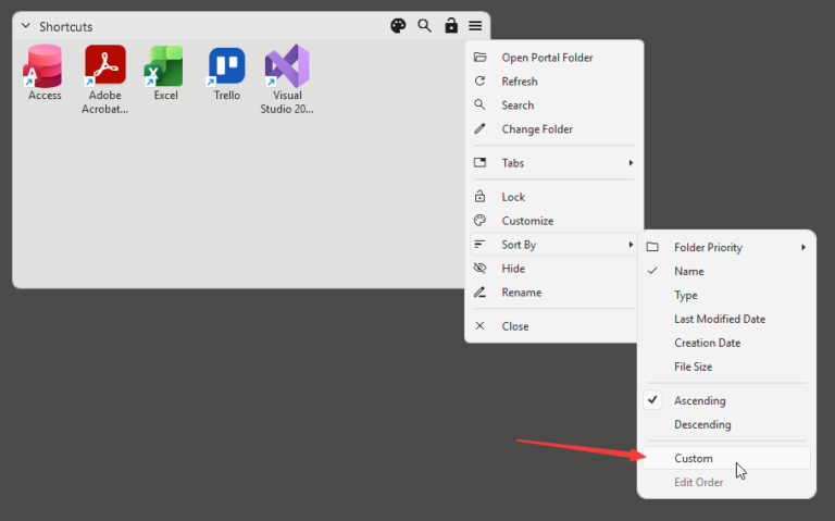Use a Custom Sort Order – Portals: Desktop Organization